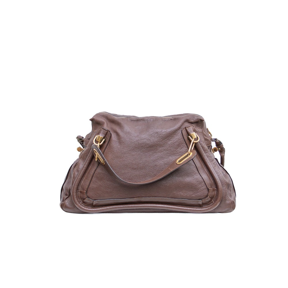VTG Chloé Brown Leather Paraty Shoulder Bag Medium Gold Hardware